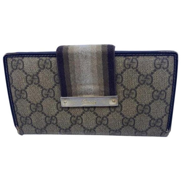 Gucci Brown Long Vintage Gg Web Wallet - Picture 1 of 10